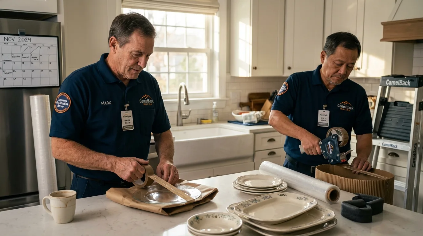 Professional crew packing kitchen dishware in Whitehouse, OH